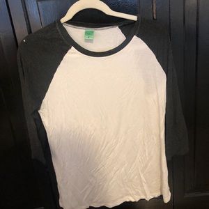 Gray and white baseball tee